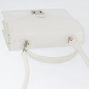 FENDI Hand Bag Leather 2way White Silver Auth LNZ694-6