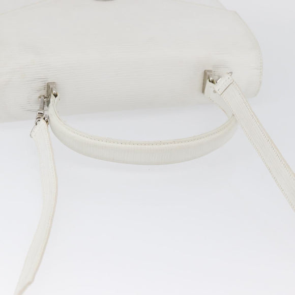 FENDI Hand Bag Leather 2way White Silver Auth LNZ694