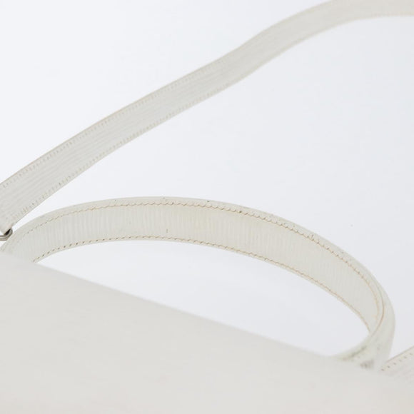 FENDI Hand Bag Leather 2way White Silver Auth LNZ694