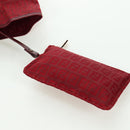 FENDI Zucchino Canvas Tote Bag Red Gold Auth LNZ695V-19