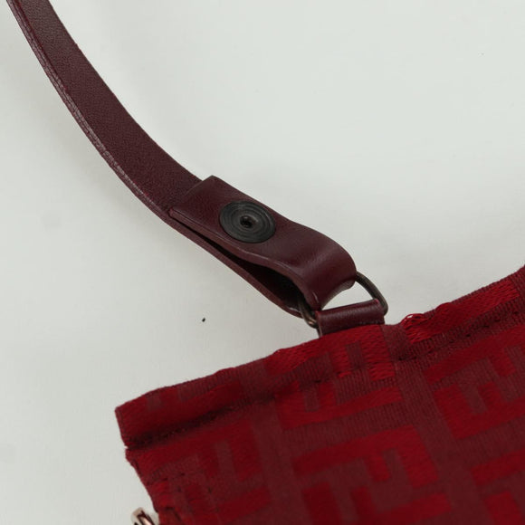 FENDI Zucchino Canvas Tote Bag Red Gold Auth LNZ695V