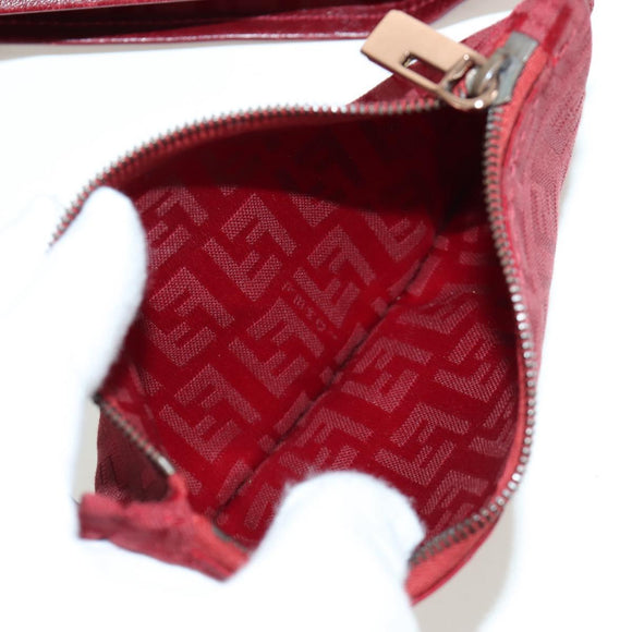 FENDI Zucchino Canvas Tote Bag Red Gold Auth LNZ695V