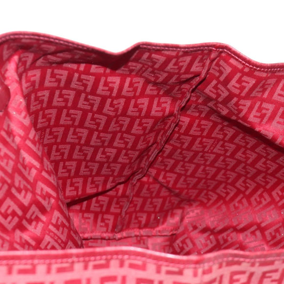 FENDI Zucchino Canvas Tote Bag Red Gold Auth LNZ695V