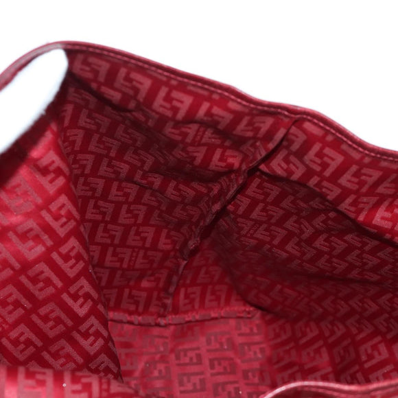 FENDI Zucchino Canvas Tote Bag Red Gold Auth LNZ695V