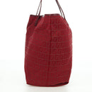 FENDI Zucchino Canvas Tote Bag Red Gold Auth LNZ695V-5