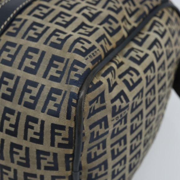 FENDI Zucchino Canvas Tote Bag Navy Silver Auth LNZ696