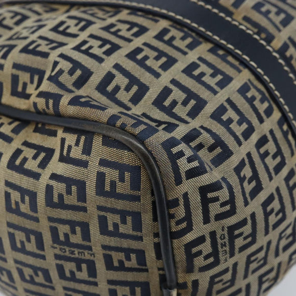 FENDI Zucchino Canvas Tote Bag Navy Silver Auth LNZ696