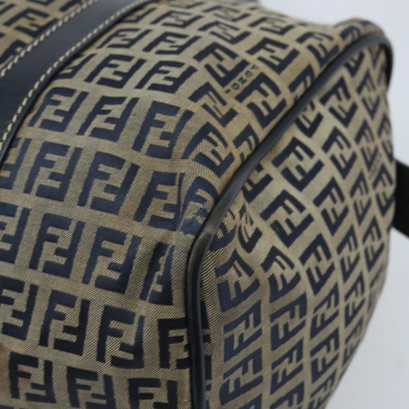 FENDI Zucchino Canvas Tote Bag Navy Silver Auth LNZ696