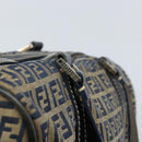 FENDI Zucchino Canvas Tote Bag Navy Silver Auth LNZ696-10
