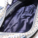 FENDI Zucchino Canvas Tote Bag Navy Silver Auth LNZ696-11