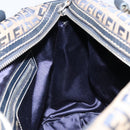 FENDI Zucchino Canvas Tote Bag Navy Silver Auth LNZ696-19
