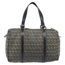 FENDI Zucchino Canvas Tote Bag Navy Silver Auth LNZ696-2