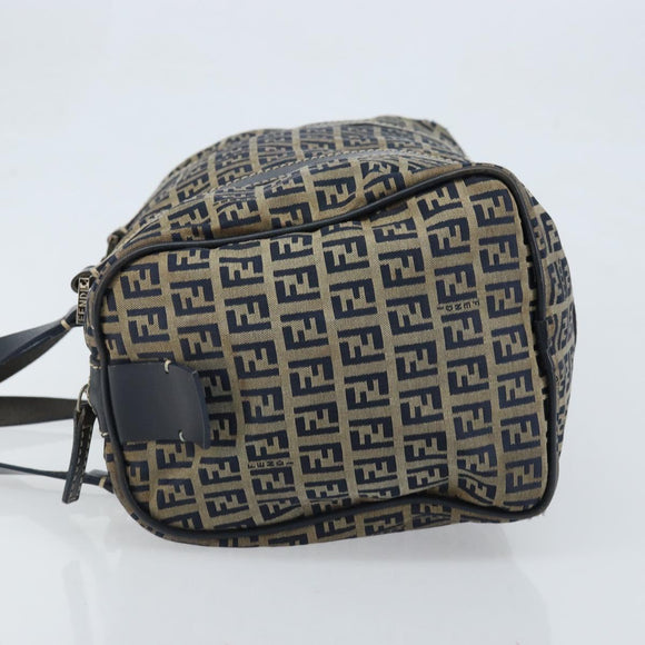 FENDI Zucchino Canvas Tote Bag Navy Silver Auth LNZ696