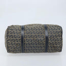 FENDI Zucchino Canvas Tote Bag Navy Silver Auth LNZ696-5