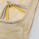 FENDI Zucchino Canvas Shoulder Bag Beige Gold Auth LNZ697-9