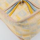 FENDI Zucchino Canvas Shoulder Bag Beige Gold Auth LNZ697-14