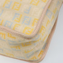 FENDI Zucchino Canvas Shoulder Bag Beige Gold Auth LNZ697-15