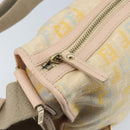 FENDI Zucchino Canvas Shoulder Bag Beige Gold Auth LNZ697-18