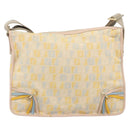 FENDI Zucchino Canvas Shoulder Bag Beige Gold Auth LNZ697-13