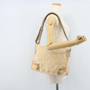 FENDI Zucchino Canvas Shoulder Bag Beige Gold Auth LNZ697-24
