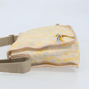 FENDI Zucchino Canvas Shoulder Bag Beige Gold Auth LNZ697-4