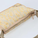 FENDI Zucchino Canvas Shoulder Bag Beige Gold Auth LNZ697-6