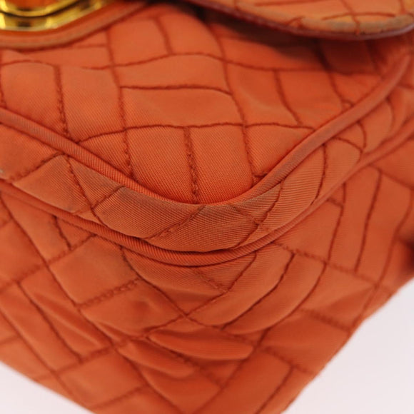 PRADA Schoudertas Nylon Oranje Goud Auth LNZ699