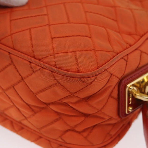 PRADA Schoudertas Nylon Oranje Goud Auth LNZ699