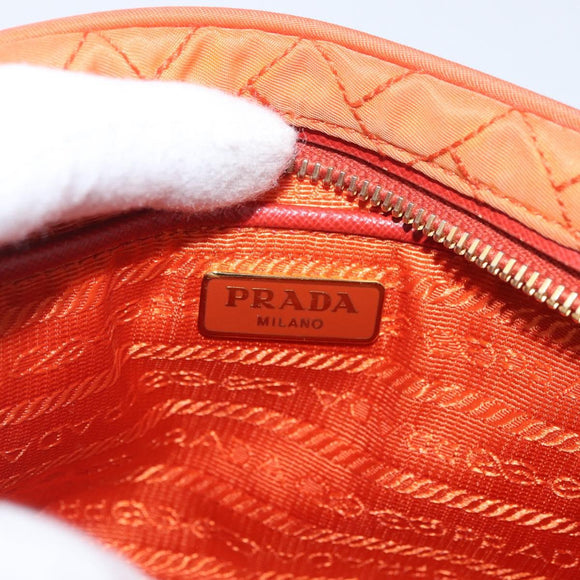 PRADA Schoudertas Nylon Oranje Goud Auth LNZ699