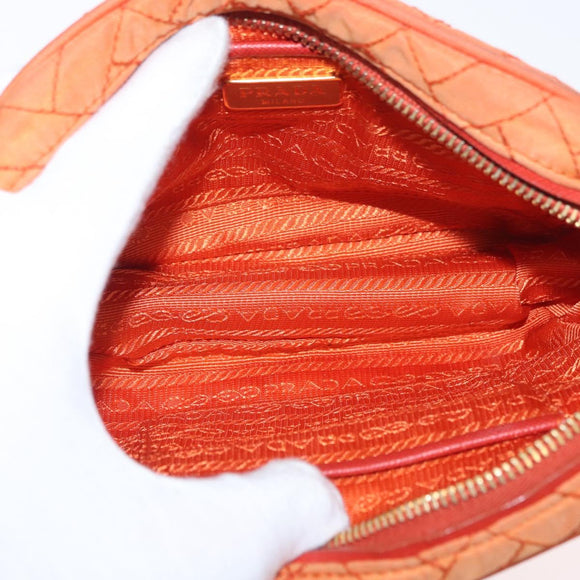 PRADA Schoudertas Nylon Oranje Goud Auth LNZ699