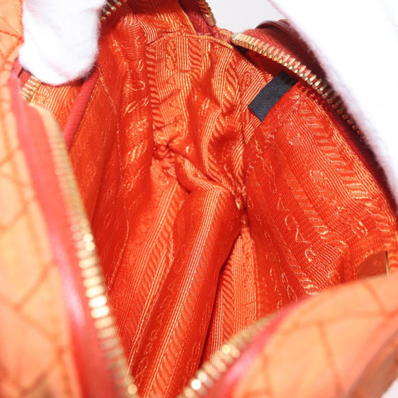 PRADA Schoudertas Nylon Oranje Goud Auth LNZ699