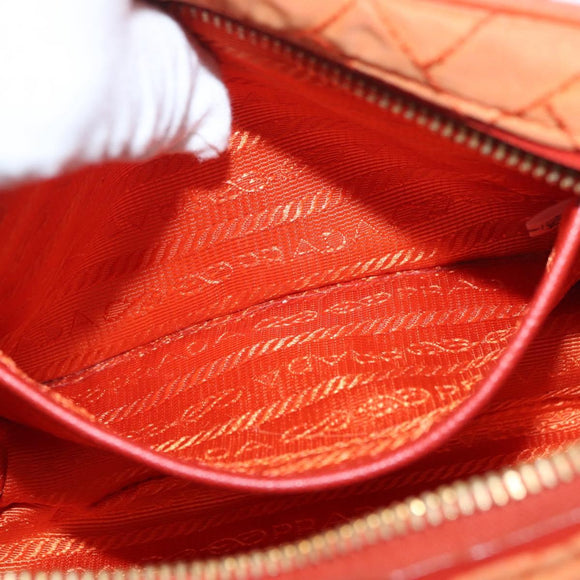 PRADA Schoudertas Nylon Oranje Goud Auth LNZ699