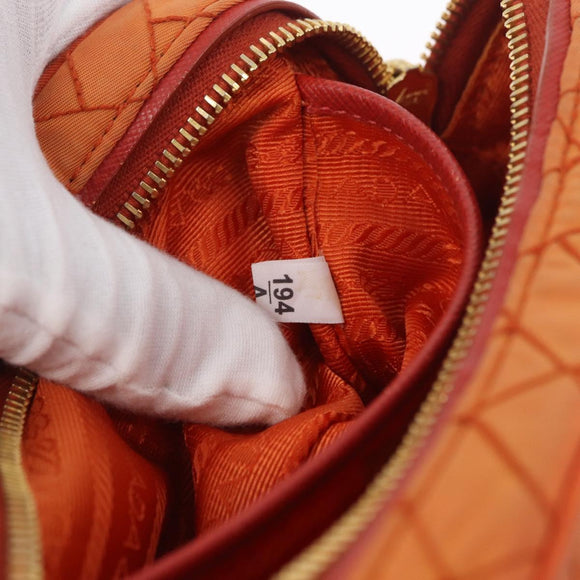 PRADA Schoudertas Nylon Oranje Goud Auth LNZ699