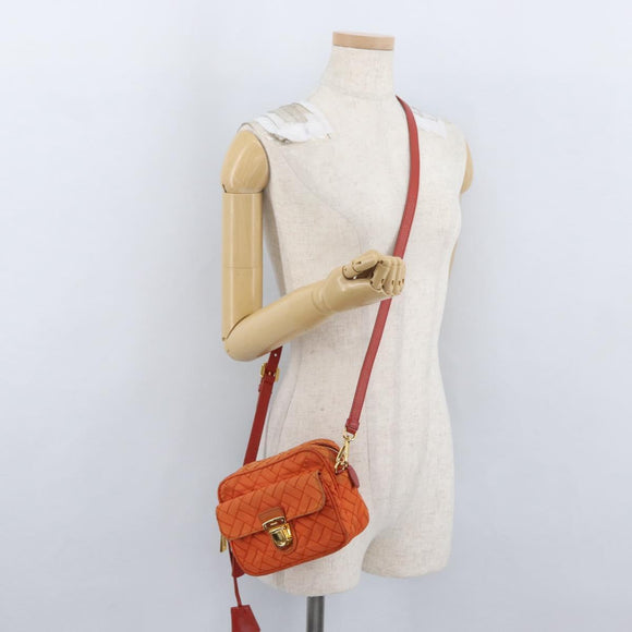 PRADA Schoudertas Nylon Oranje Goud Auth LNZ699