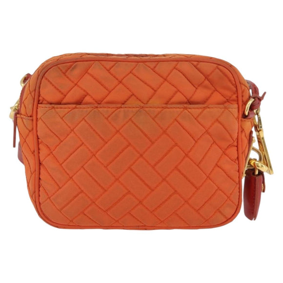 PRADA Schoudertas Nylon Oranje Goud Auth LNZ699