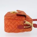 PRADA Schoudertas Nylon Oranje Goud Auth LNZ699-3