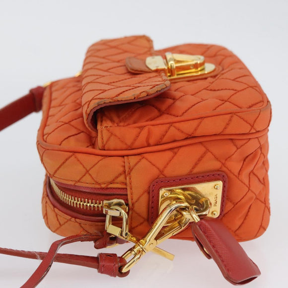PRADA Schoudertas Nylon Oranje Goud Auth LNZ699