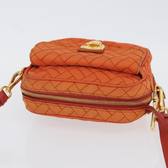 PRADA Schoudertas Nylon Oranje Goud Auth LNZ699