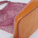 PRADA Hand Bag Patent leather mesh Pink Auth LNZ700-14