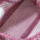 PRADA Hand Bag Patent leather mesh Pink Auth LNZ700-10