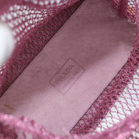 PRADA Hand Bag Patent leather mesh Pink Auth LNZ700