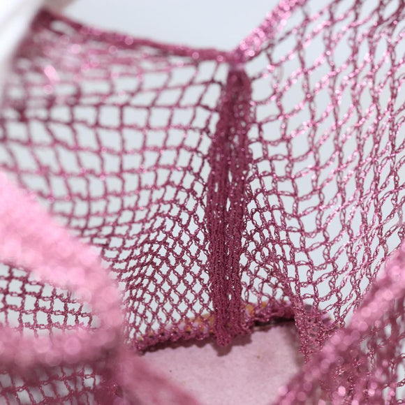 PRADA Hand Bag Patent leather mesh Pink Auth LNZ700