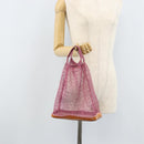 PRADA Hand Bag Patent leather mesh Pink Auth LNZ700-18