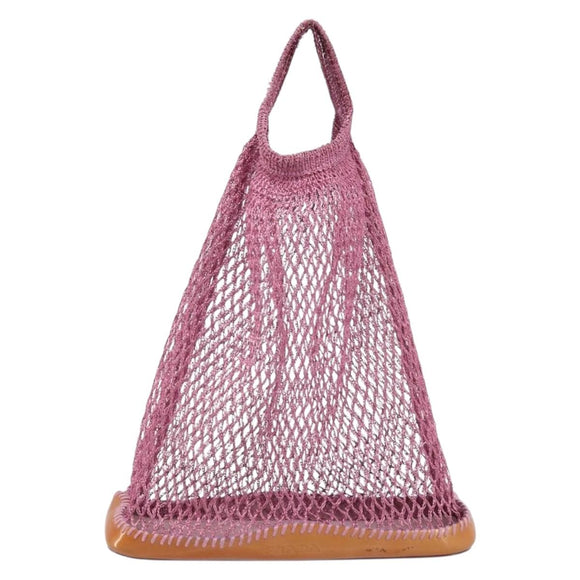 PRADA Hand Bag Patent leather mesh Pink Auth LNZ700