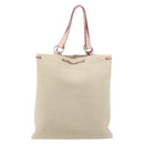 SAINT LAURENT Kahala Tote Bag Canvas Beige Silver Auth LNZ702-3