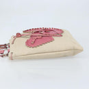 SAINT LAURENT Kahala Tote Bag Canvas Beige Silver Auth LNZ702-5