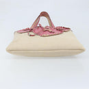 SAINT LAURENT Kahala Tote Bag Canvas Beige Silver Auth LNZ702-9