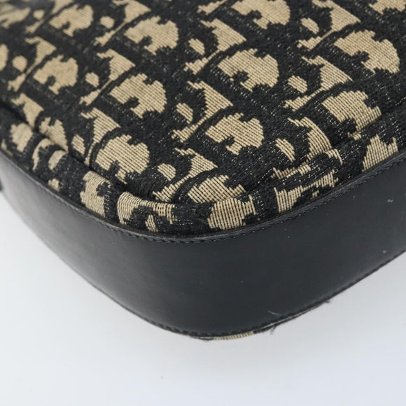 Christian Dior Trotter Canvas Umhängetasche Schwarz Gold Auth LNZ705
