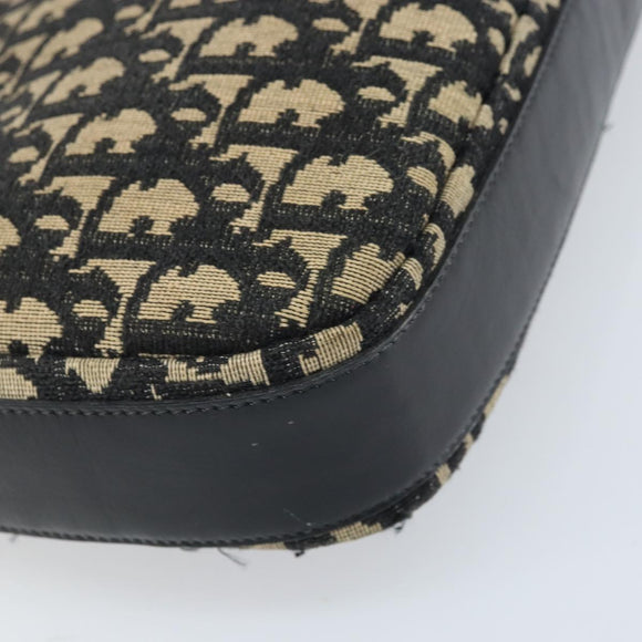 Christian Dior Trotter Canvas Umhängetasche Schwarz Gold Auth LNZ705