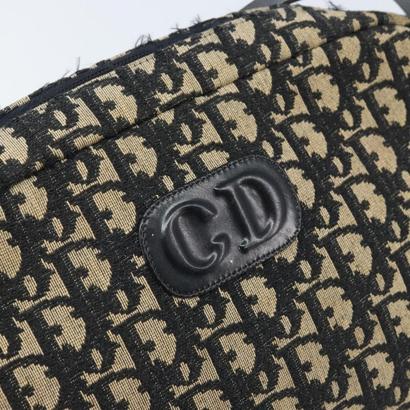 Christian Dior Trotter Canvas Umhängetasche Schwarz Gold Auth LNZ705